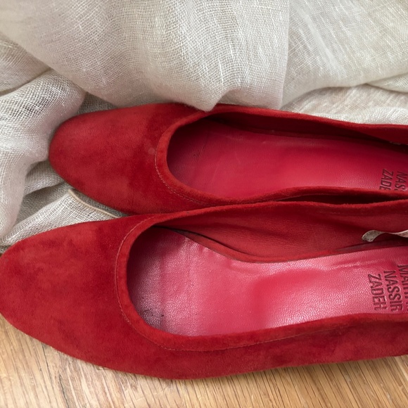 Maryam Nassir Zadeh Red Suede Roberta heels size 7 Mnz - Picture 7 of 8